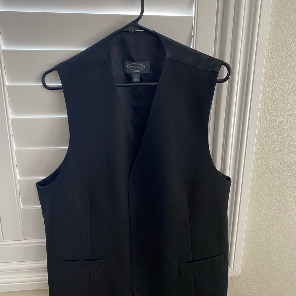 Pronto Uomo Platinum black Suit Vest Mens 2X 5-Button Front